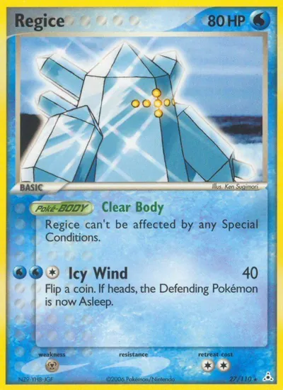 Regice - EX Holon Phantoms - ilustração de Ken Sugimori