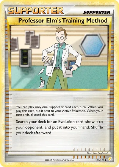 Professor Elm's Training Method - HeartGold SoulSilver - ilustração de Ken Sugimori