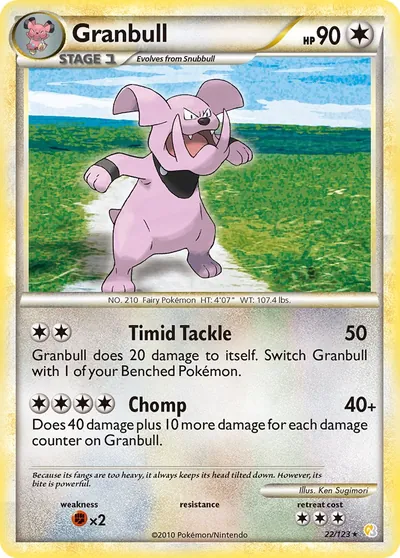Granbull - HeartGold SoulSilver - ilustração de Ken Sugimori