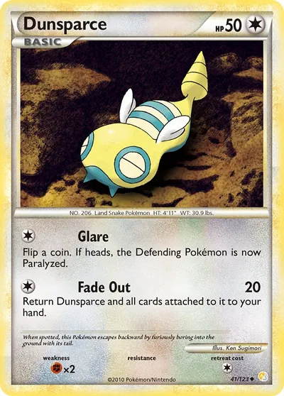 Dunsparce - HeartGold SoulSilver - ilustração de Ken Sugimori