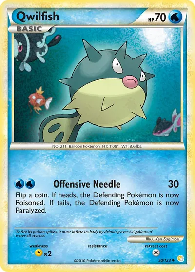 Qwilfish - HeartGold SoulSilver - ilustração de Ken Sugimori