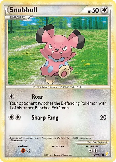 Snubbull - HeartGold SoulSilver - ilustração de Ken Sugimori