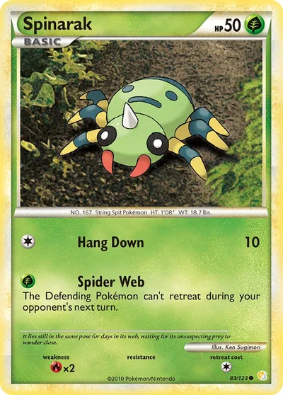 Spinarak - HeartGold SoulSilver - ilustração de Ken Sugimori
