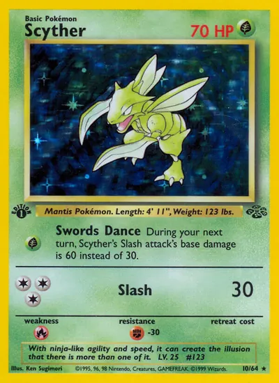 Scyther - Selva - ilustração de Ken Sugimori