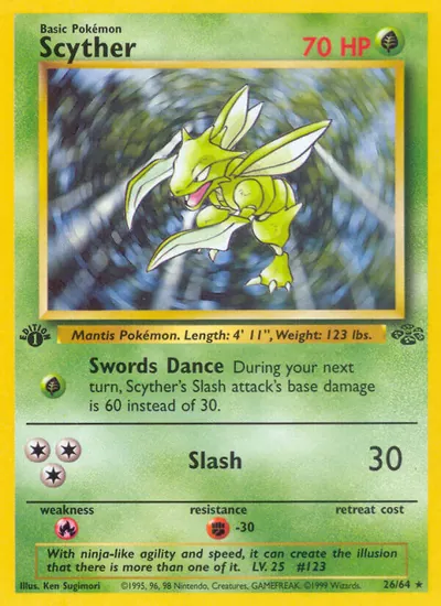 Scyther - Selva - ilustração de Ken Sugimori
