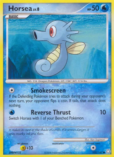 Horsea - Legends Awakened - ilustração de Ken Sugimori