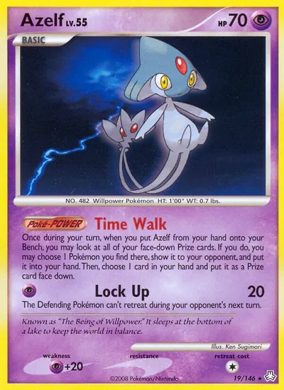 Azelf - Legends Awakened - ilustração de Ken Sugimori