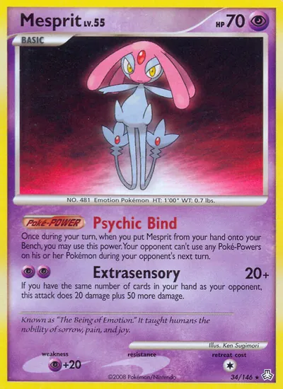 Mesprit - Legends Awakened - ilustração de Ken Sugimori