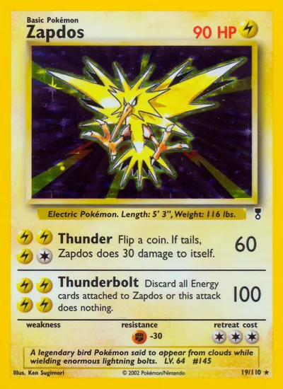 Zapdos - Legendary Collection - ilustração de Ken Sugimori
