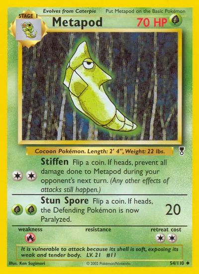 Metapod - Legendary Collection - ilustração de Ken Sugimori