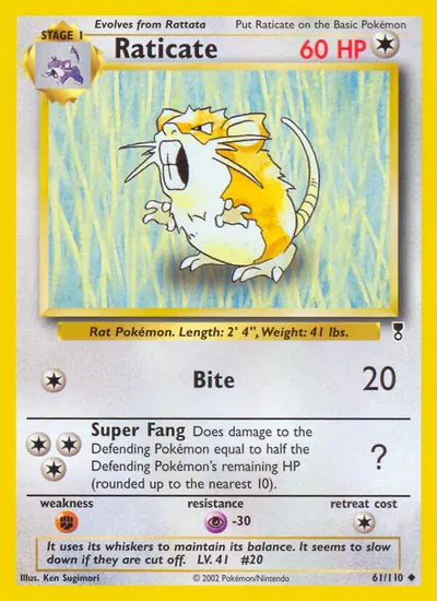 Raticate - Legendary Collection - ilustração de Ken Sugimori