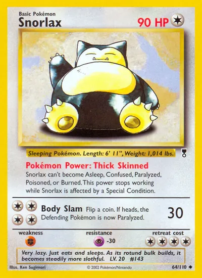 Snorlax - Legendary Collection - ilustração de Ken Sugimori