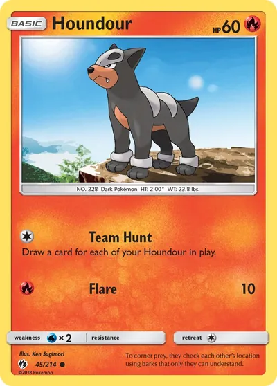 Houndour - Trovões Perdidos - ilustração de Ken Sugimori
