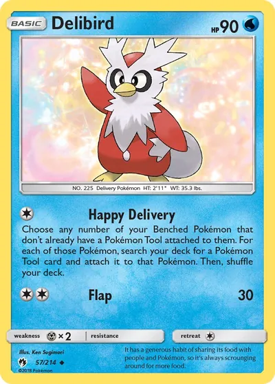 Delibird - Trovões Perdidos - ilustração de Ken Sugimori