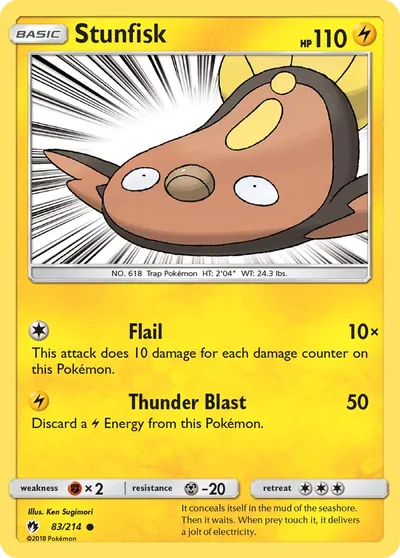 Stunfisk - Trovões Perdidos - ilustração de Ken Sugimori