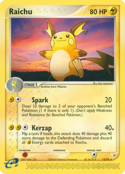 Raichu - Team Magma vs Team Aqua - ilustração de Ken Sugimori
