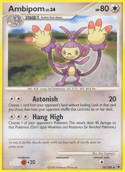 Ambipom - Majestic Dawn - ilustração de Ken Sugimori