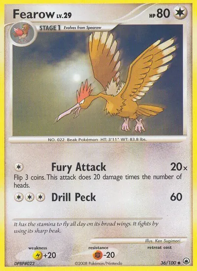Fearow - Majestic Dawn - ilustração de Ken Sugimori