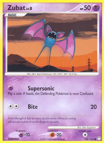 Zubat - Tesouros Misteriosos - ilustração de Ken Sugimori