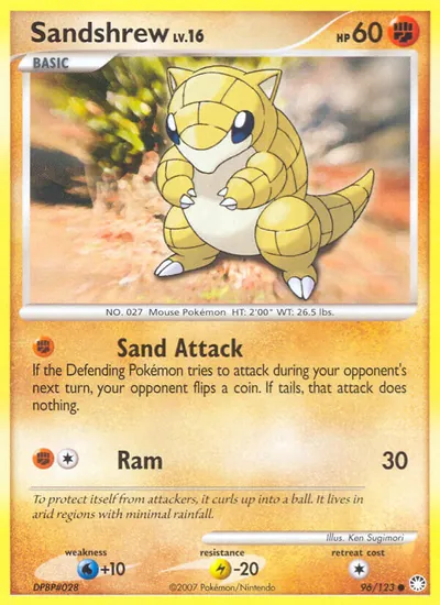 Sandshrew - Tesouros Misteriosos - ilustração de Ken Sugimori