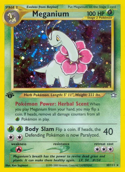 Meganium - Neo Genesis - ilustração de Ken Sugimori