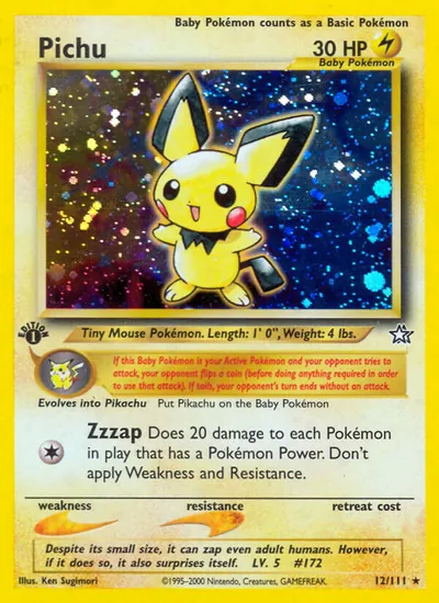Pichu - Neo Genesis - ilustração de Ken Sugimori