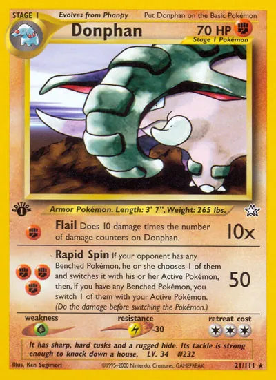 Donphan - Neo Genesis - ilustração de Ken Sugimori