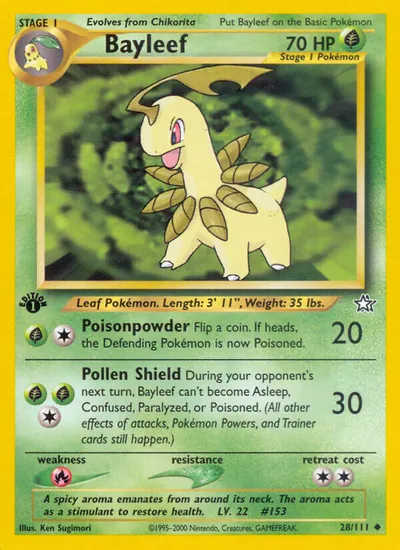 Bayleef - Neo Genesis - ilustração de Ken Sugimori