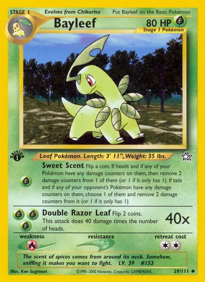 Bayleef - Neo Genesis - ilustração de Ken Sugimori