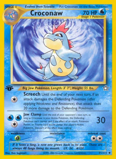 Croconaw - Neo Genesis - ilustração de Ken Sugimori