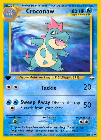 Croconaw - Neo Genesis - ilustração de Ken Sugimori