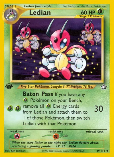 Ledian - Neo Genesis - ilustração de Ken Sugimori