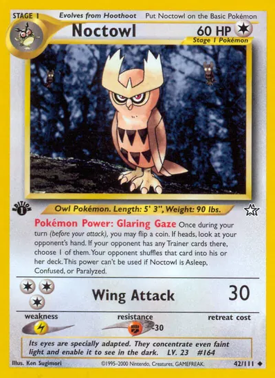 Noctowl - Neo Genesis - ilustração de Ken Sugimori