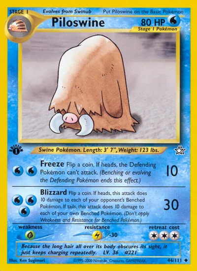Piloswine - Neo Genesis - ilustração de Ken Sugimori