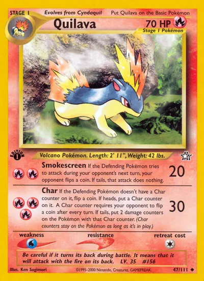 Quilava - Neo Genesis - ilustração de Ken Sugimori