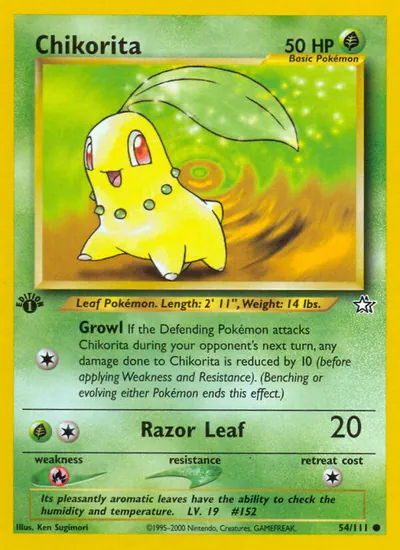 Chikorita - Neo Genesis - ilustração de Ken Sugimori