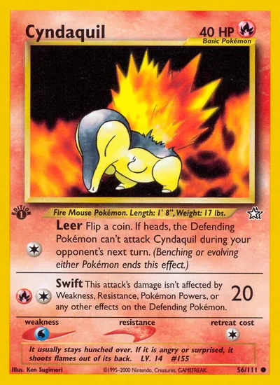 Cyndaquil - Neo Genesis - ilustração de Ken Sugimori