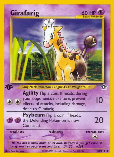 Girafarig - Neo Genesis - ilustração de Ken Sugimori