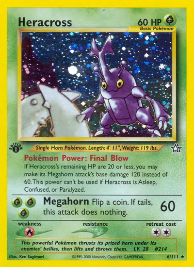 Heracross - Neo Genesis - ilustração de Ken Sugimori