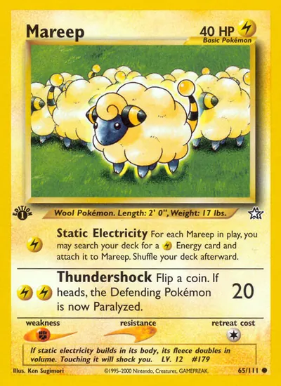 Mareep - Neo Genesis - ilustração de Ken Sugimori