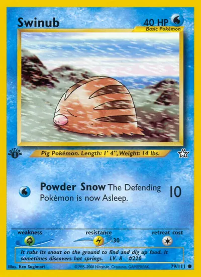 Swinub - Neo Genesis - ilustração de Ken Sugimori
