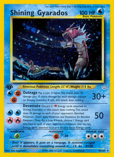 Gyarados Luminescente - Neo Revelation - ilustração de Ken Sugimori