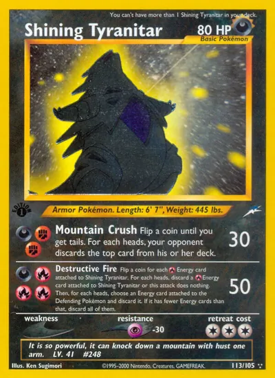 Shining Tyranitar - Neo Destiny - ilustração de Ken Sugimori