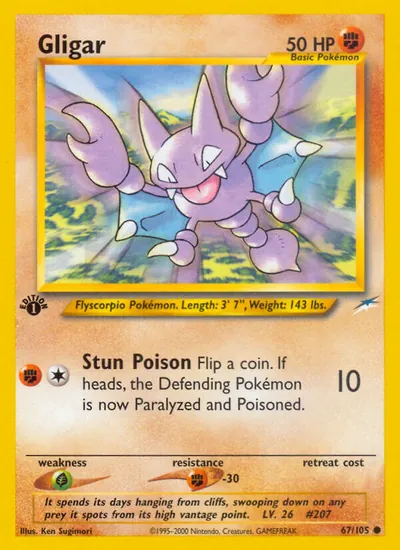 Gligar - Neo Destiny - ilustração de Ken Sugimori