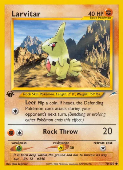Larvitar - Neo Destiny - ilustração de Ken Sugimori