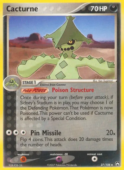 Cacturne - Power Keepers - ilustração de Ken Sugimori