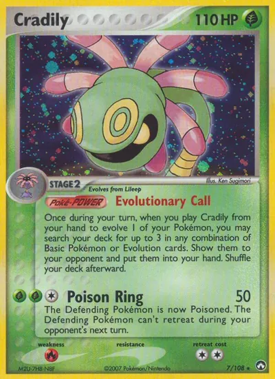 Cradily - Power Keepers - ilustração de Ken Sugimori