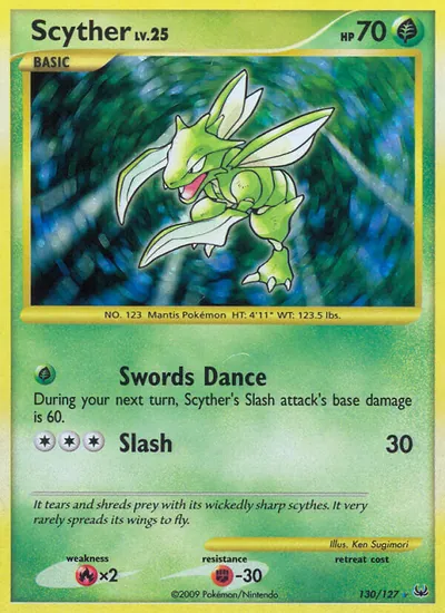Scyther - Platinum - ilustração de Ken Sugimori