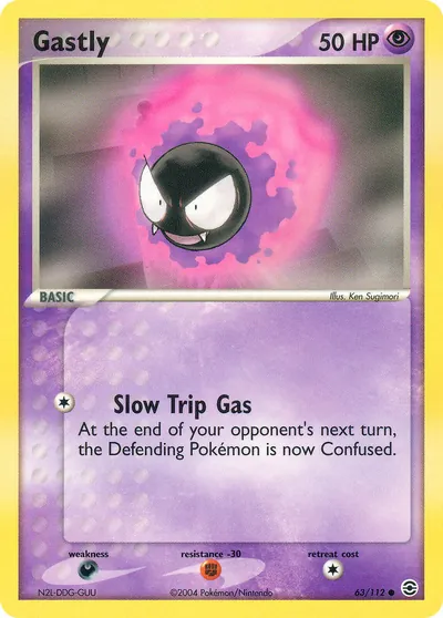 Gastly - FireRed & LeafGreen - ilustração de Ken Sugimori