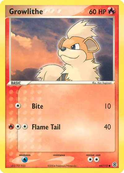Growlithe - FireRed & LeafGreen - ilustração de Ken Sugimori